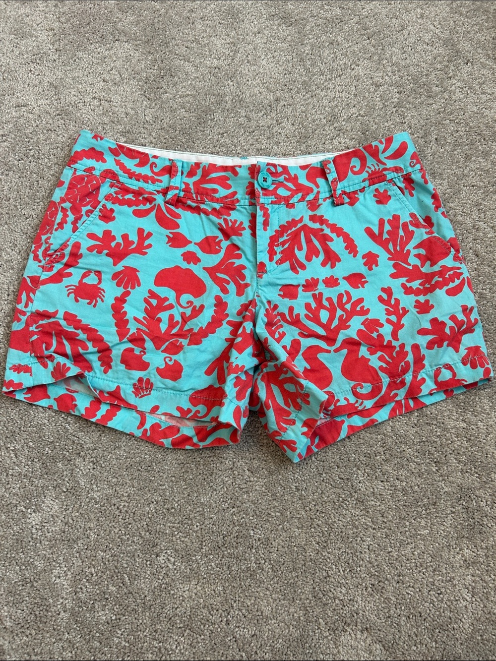 Lilly Pulitzer Callahan Shorts in "Don't Be Shellfish" sea creature print
